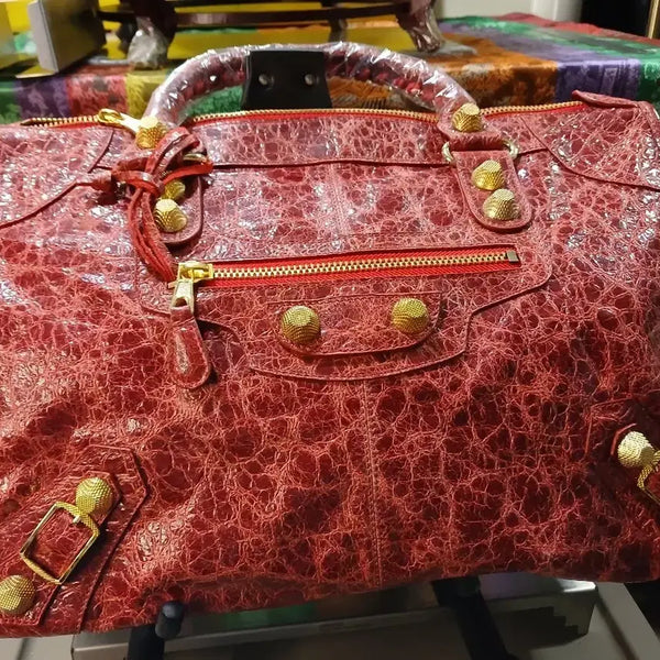 [BUNJANG] Balenciaga Red Crocodile Pattern Big Bag / 발렌시아가 레드 악어 무늬 빅백