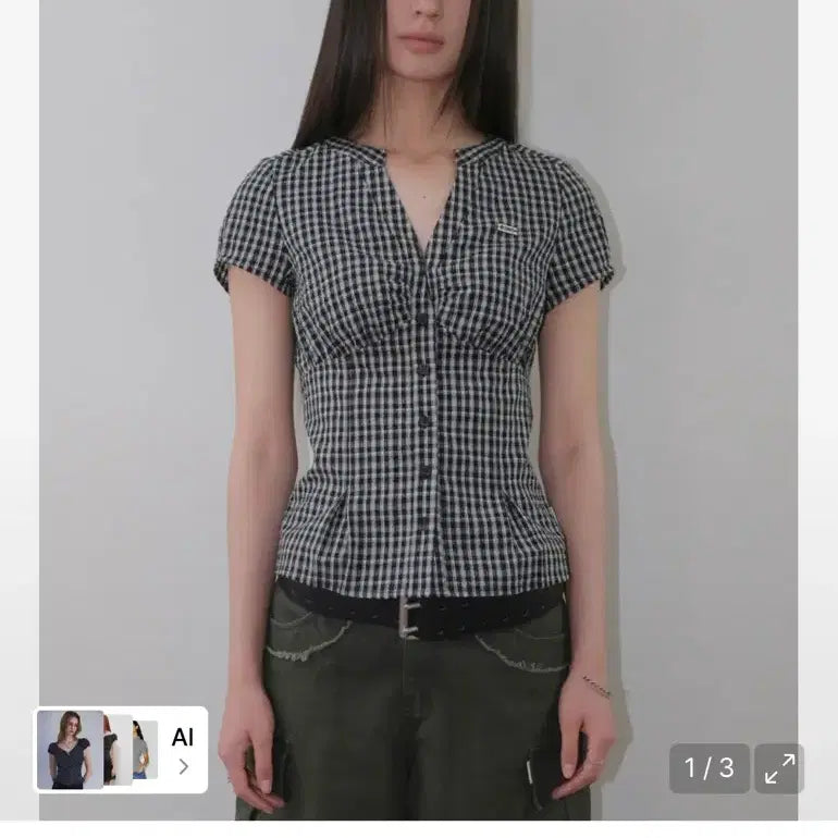 [BUNJANG] Ordinary Holiday Check Shirring Shirts [Black] S / 오디너리홀리데이 CHECK SHIRRING SHIRTS [BLACK] S