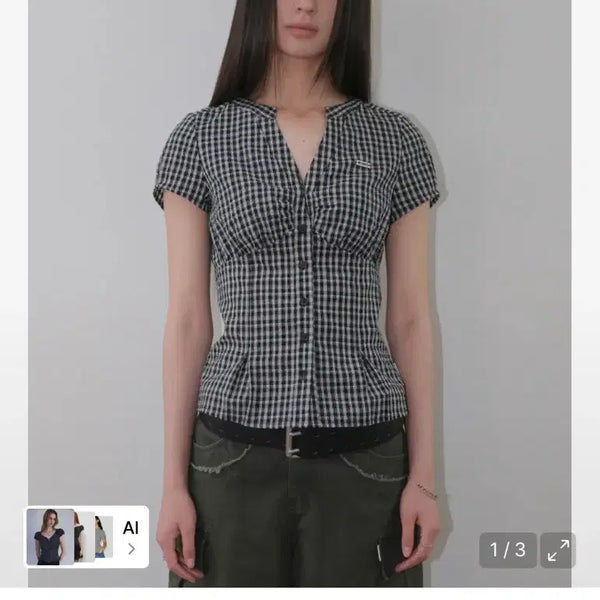 [BUNJANG] Ordinary Holiday Check Shirring Shirts [Black] S / 오디너리홀리데이 CHECK SHIRRING SHIRTS [BLACK] S