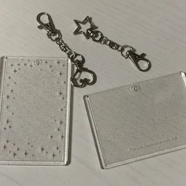 [BUNJANG] Transparent Glitter Card Holder Keyring Set / 투명 글리터 카드홀더 키링 세트 구 사 삽