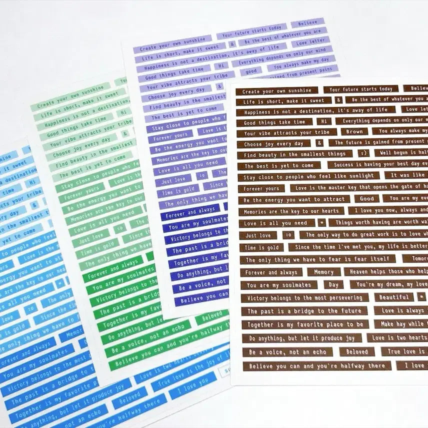 [BUNJANG] Mini Lettering Sticker Set / 사각 미니 컬러 레터링 4종 스티커