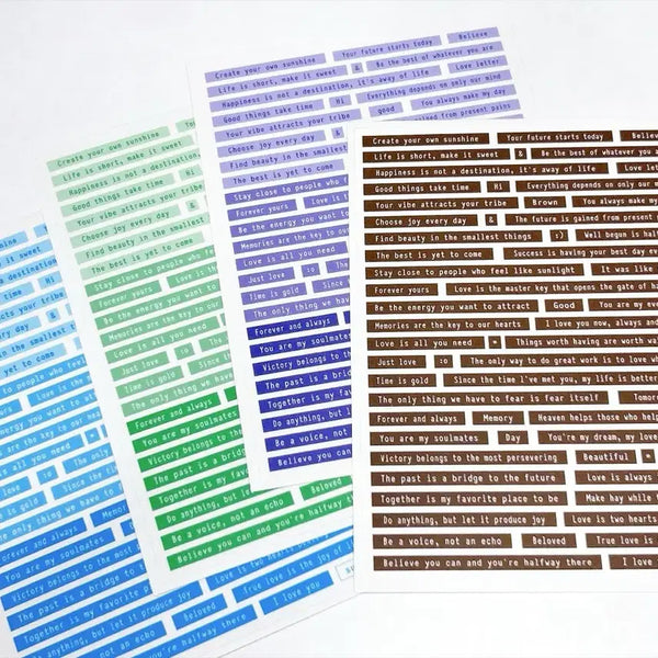 [BUNJANG] Mini Lettering Sticker Set / 사각 미니 컬러 레터링 4종 스티커