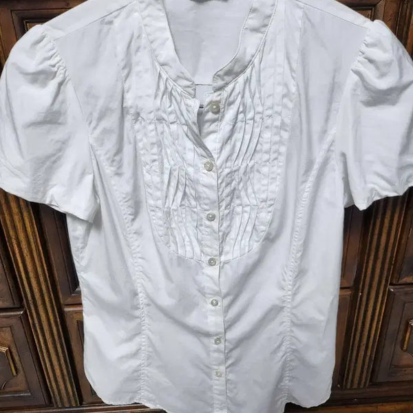 [BUNJANG] Hazzys Women's Short Sleeve Blouse White / 해지스 여성 반팔 블라우스 흰색85