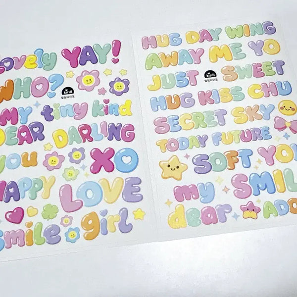 [BUNJANG] Kirill Soft Lettering Sticker Set (2 Sheets) / 키릴 말랑레터링 스티커 2매