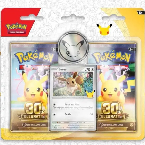 [BUNJANG] Pokemon 30th Anniversary Eevee Card Pack Bundle (2 Packs + 1 Coin) / 포켓몬 30주년 기념 Eevee 카드 팩 2개 + 코인 1