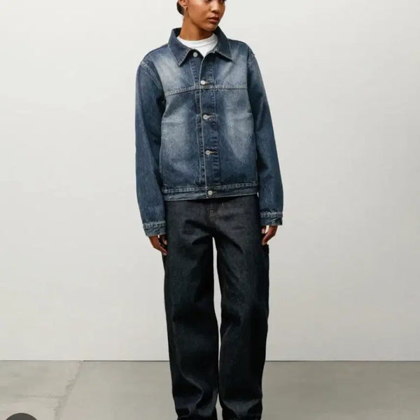 [BUNJANG] Stussy Vintage Indigo Denim Trucker Jacket M / 스투시 트러커 자켓 데님 빈티지 인디고 M 사이즈