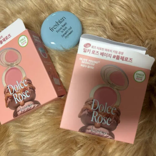 [BUNJANG] Freshian Milky Rose Beige Dolce Rose Pouch Keychain Set / 프레시안 밀키 로즈 베이지 돌체로즈 파우치 키링 증정 새상품