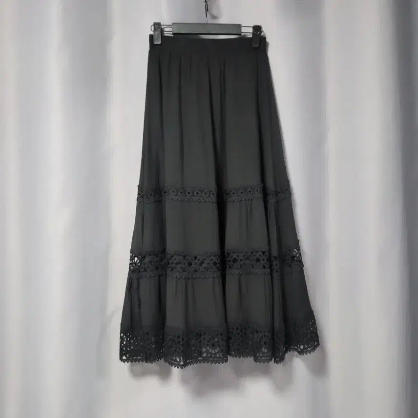 [BUNJANG] Black Lace Long Skirt / 블랙 레이스 롱 스커트