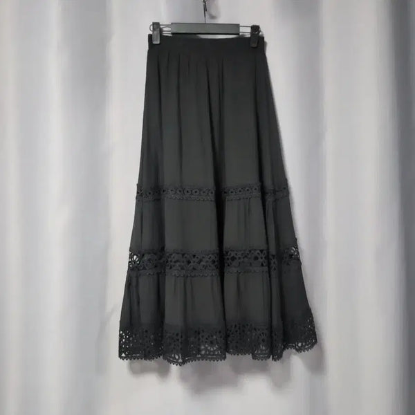 [BUNJANG] Black Lace Long Skirt / 블랙 레이스 롱 스커트