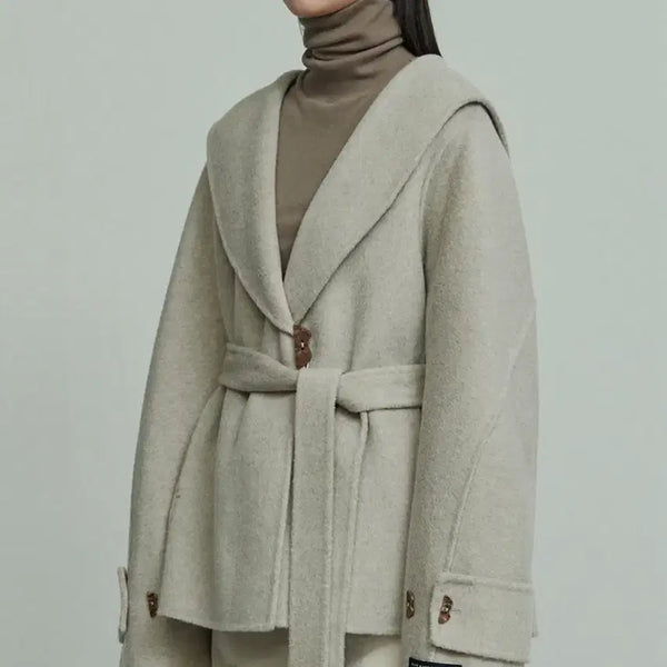 [BUNJANG] REI Angora Alpaca Blend Shawl Collar Coat Cream / 리이 ANGORA ALPACA BLEND SHAWL COLLAR COAT CREAM ,리이 앙고라 알파카 블렌드 코트