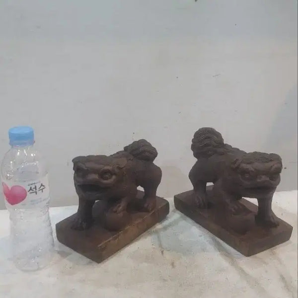 [BUNJANG] Pair of Antique Wooden Haechi Statues / 오랜세월의 멋진 나무 해태 한쌍