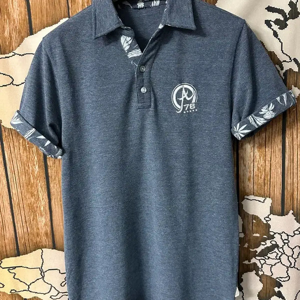 [BUNJANG] Peace Project P78 Hawaiian Color-Blocked Embroidered Polo T-Shirt (M) / 피스 프로젝트 P78 하와이안 배색 자수 폴로 반팔 M
