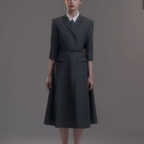 [BUNJANG] Maumsoléum Grey Suit Jacket Long Dress / 마움솔레움 수트 자켓 롱원피스 그레이