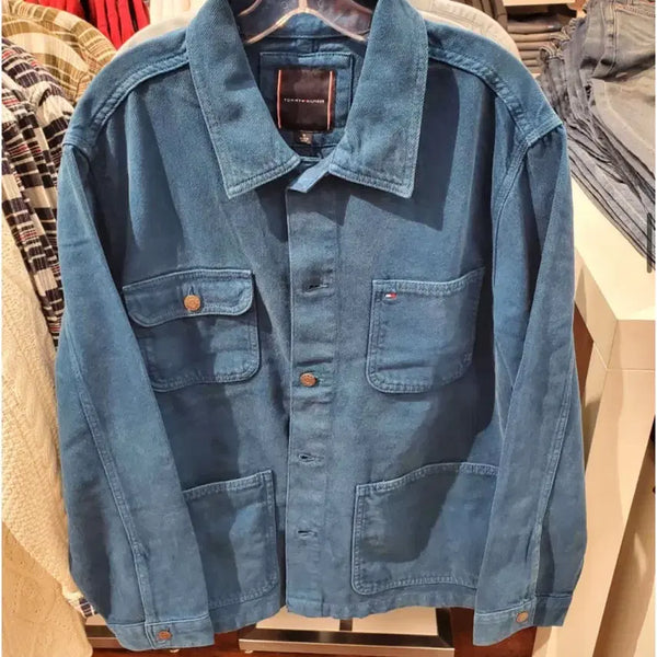 [BUNJANG] Tommy Hilfiger Blue Garment-Dyed Cotton Jacket XL / 타미힐피거 블루 자켓 XL 아메카지 포켓 워싱 가먼트다잉 코튼 카라