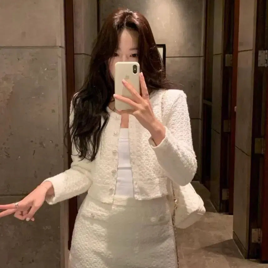 [BUNJANG] Siye Shasha Tweed Set-up (White) / 시예 siye - 샤샤 트위드 셋업 (화이트)
