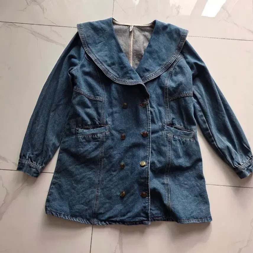 [BUNJANG] Denim Sailor Dress/Jacket Free Size / 데님 세일러 원피스/자켓 F