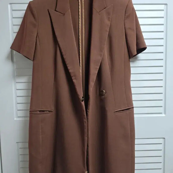 [BUNJANG] Jessi New York Brown Long Tailored Short Sleeve Jacket / [제시뉴욕/66] 브라운 롱 테일러드 반팔 자켓