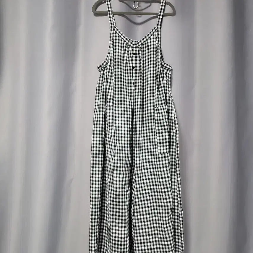 [BUNJANG] Check Wide Jumpsuit / 체크 와이드 점프수트