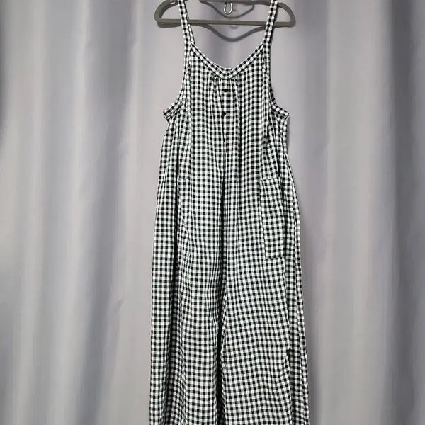 [BUNJANG] Check Wide Jumpsuit / 체크 와이드 점프수트