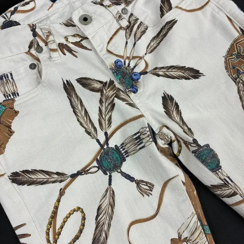 [BUNJANG] Ralph Lauren Blue Label Convey Feather Print Stretch Jeans / 랄프 로렌 블루 라벨 컨베어 웨스턴 페더 프린트 스트레치 진