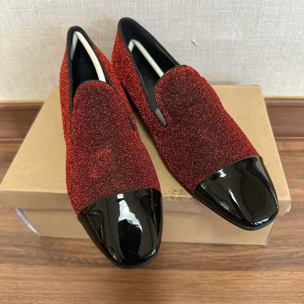 [BUNJANG] Red Glitter Combination Loafers (245) / 새상품 레드 글리터 콤비로퍼(245)