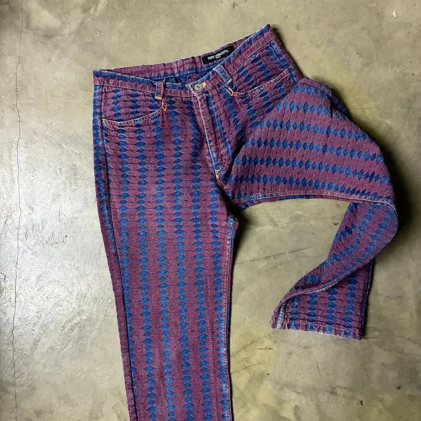[BUNJANG] Ozone Community Tokyo Diamond Pattern Denim Pants / 오존 커뮤니티 도쿄 다이아몬드 패턴 데님 팬츠