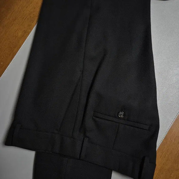[BUNJANG] Solid Homme Wool Twill Turn-up Slacks Pants / 솔리드옴므 울 트윌 턴업 슬랙스 팬츠 50 블랙