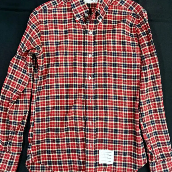 [BUNJANG] Thom Browne 10 Corso Como Seoul Red Tartan Flannel Button-Down Shirt / 톰 브라운 10 꼬르소 꼬모 서울 레드 타탄 플란넬 버튼다운 셔츠