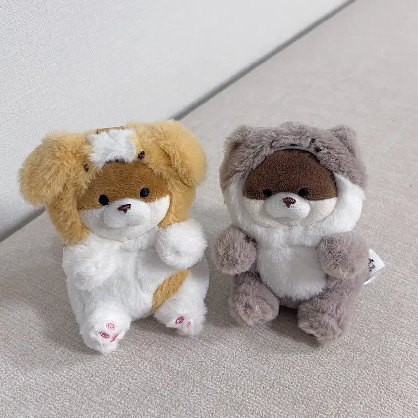 [BUNJANG] Woosoo Woosoo Animal Costume Dog & Cat Plush Keychain Set / 신상 우소우소 동물 코스튬 우소우소짱 강아지 고양이 인형 키링 2종 일괄
