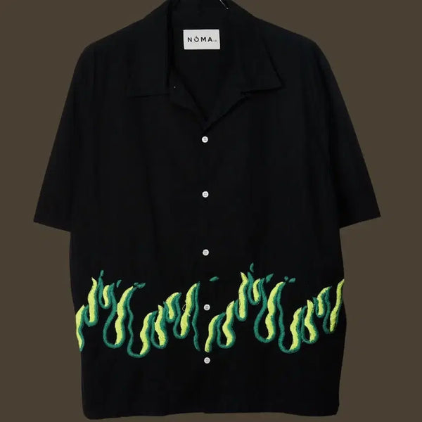 [BUNJANG] NOMA Flame Embroidered Camp Shirt / NOMA 노마 버닝 자수 셔츠