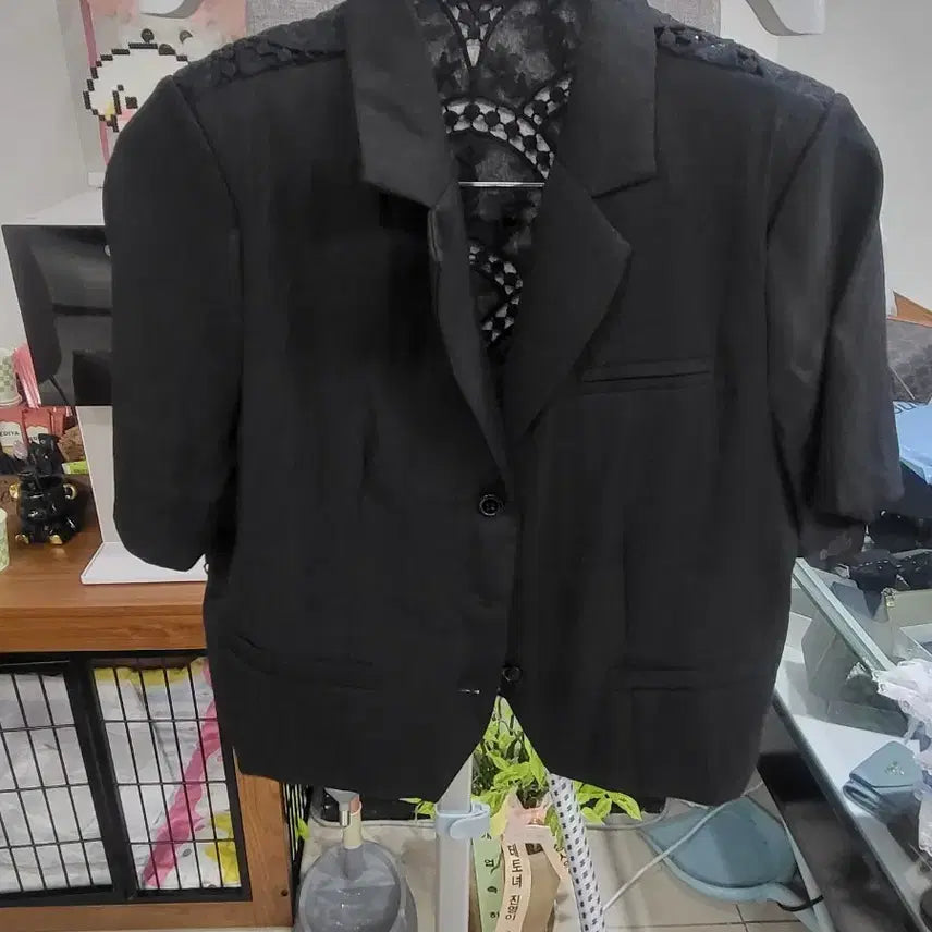 [BUNJANG] Lace Detail Black Jacket / 레이스 디테일 블랙 자켓