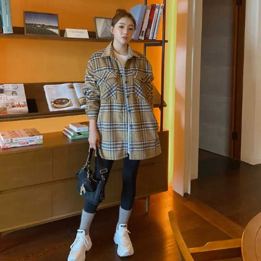 [BUNJANG] Brown Check Wool Shirt Jacket / 체크 남방 셔츠 브라운 울남방