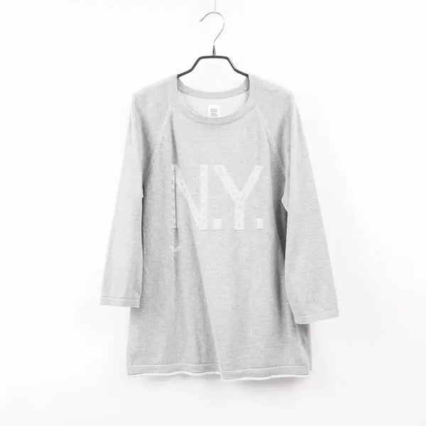 [BUNJANG] GRANIPH N.Y. 7-Sleeve Cotton Oversized Summer Knit - Light Melange Gray (Unisex M) / GRANIPH 그라니프 N.Y 7부 래글런소매 코튼 오버핏 썸머니트 C290