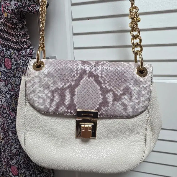 [BUNJANG] Michael Kors Python Combination Leather Chain Crossbody Bag / 마이클코어스 파이톤 콤비 가죽 체인 크로스백