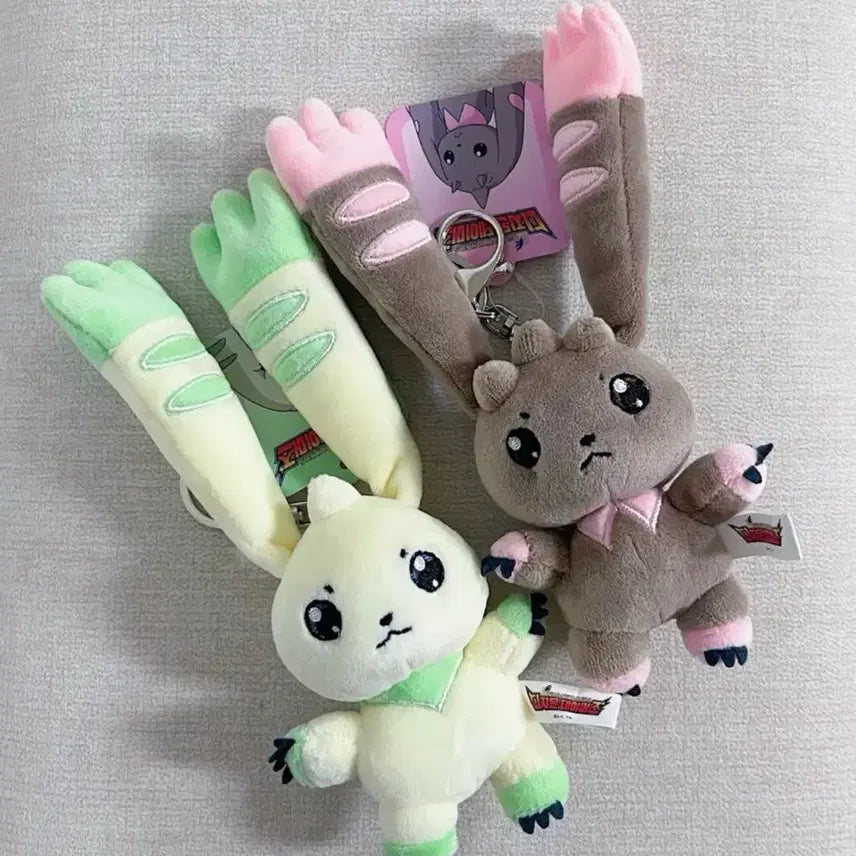[BUNJANG] Digimon Tamers Terriermon & Lopmon Plush Keychains Set / 디지몬 테이머즈 테리어몬 & 로프몬 인형 키링 2종 일괄