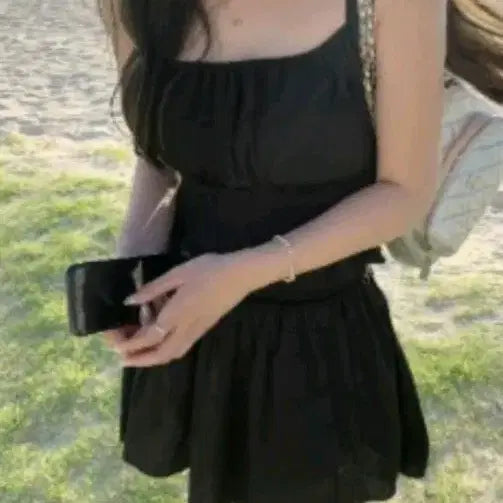 [BUNJANG] Live Hour Black Sand Set (Sleeveless Top, Skirt) / 리브아워 블랙 샌드 세트 (나시 ,스커트)