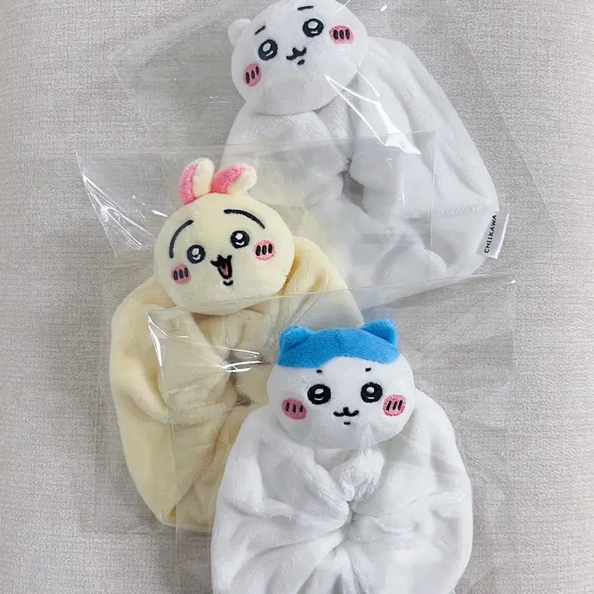 [BUNJANG] Chiikawa Face Scrunchie Hair Tie / 먼작귀 치이카와 얼굴 인형 머리끈 곱창밴드 / 개당