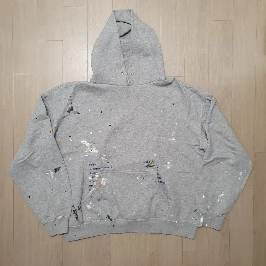 [BUNJANG] Blindfiles Painting Hoodie T-Shirt Grey / [1] 블라인드파일즈 페인팅 후드 후디 티셔츠 그레이