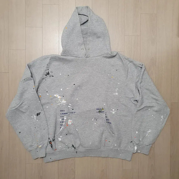 [BUNJANG] Blindfiles Painting Hoodie T-Shirt Grey / [1] 블라인드파일즈 페인팅 후드 후디 티셔츠 그레이
