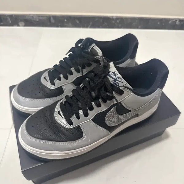 [BUNJANG] Nike Air Force 1 Low Grey/Black/Elephant Print Size 260 / 나이키 에어포스 1 로우 회색/검정/뱀피 260
