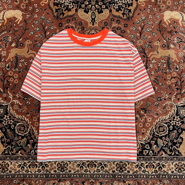 [BUNJANG] Blackout Stripe Border Surfer T-Shirt Red / [M] 블랙아웃 스트라이프 보더 서퍼 티셔츠 레드