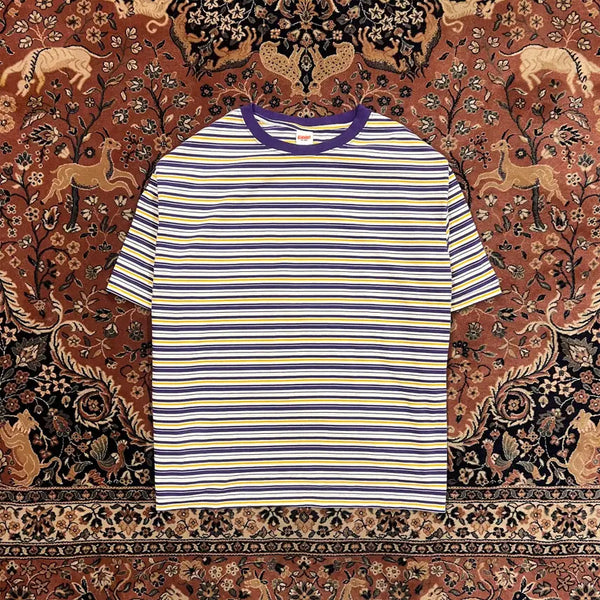 [BUNJANG] Blackout Stripe Border Surfer T-Shirt Purple / [M] 블랙아웃 스트라이프 보더 서퍼 티셔츠 퍼플