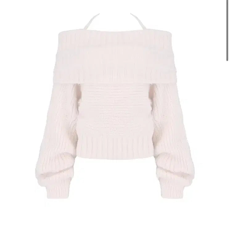 [BUNJANG] Clecieur Off-Shoulder Ribbon Knit - Pink / 클리시어 오프숄더 니트 Palette off-shoulder ribbon knit, pink