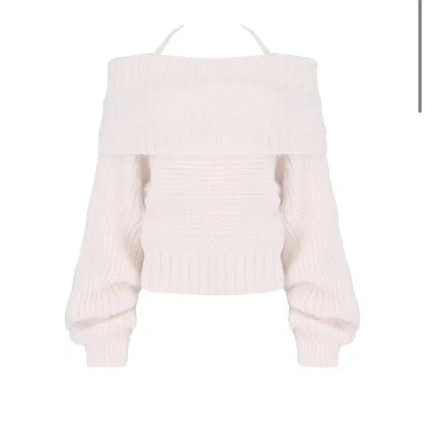 [BUNJANG] Clecieur Off-Shoulder Ribbon Knit - Pink / 클리시어 오프숄더 니트 Palette off-shoulder ribbon knit, pink
