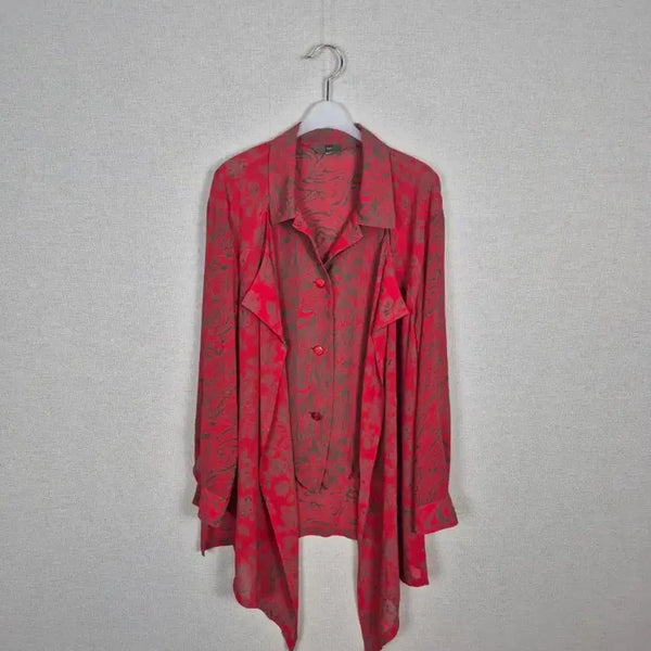 [BUNJANG] Red Pattern Wrap Blouse / (66,77추천)매력적인 레드 패턴 랩블라우스