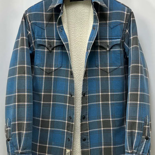 [BUNJANG] Polo Ralph Lauren Concho Thermal Blue Indian Head Flannel Shearling Western Shirt Jacket / 폴로 랄프로렌 콘초 써멀블루 인디언헤드 플란넬 시어링 웨스턴 셔츠 자켓