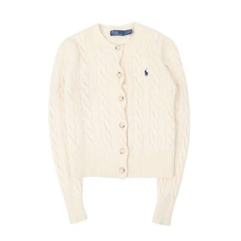 [BUNJANG] Polo Ralph Lauren QR Cream Cashmere Cardigan / 폴로 랄프로렌 QR 크림 캐시미어 가디건
