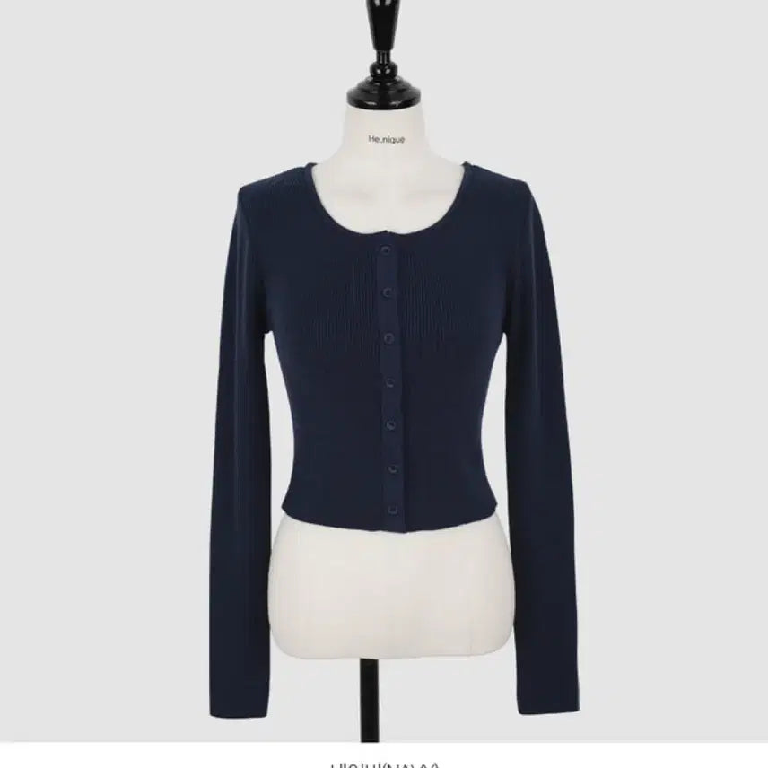 [BUNJANG] Heenique Ribbed Cardigan Navy / 히니크 골지 가디건