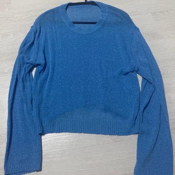 [BUNJANG] Sheer Knit Top / 새상품)파랑시스루니트