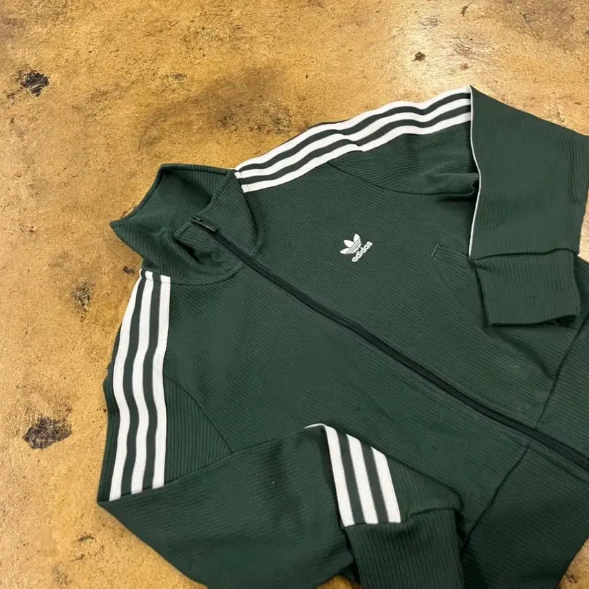 [BUNJANG] Adidas Firebird Ribbed Knit Track Top Deep Green / 아디다스 니트탑 골지 딥그린 파이어버드 져지 트랙탑